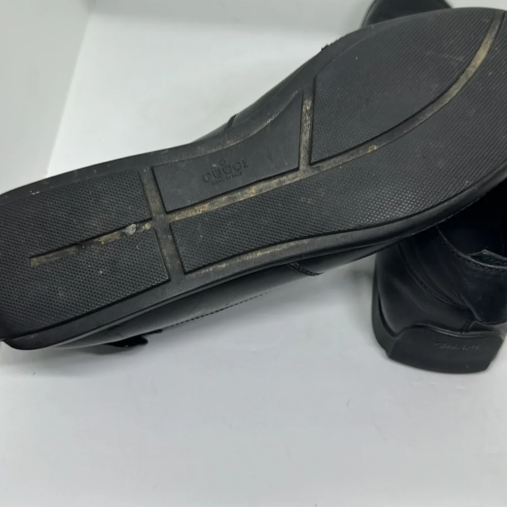 GUCCI shoes black leather loafer slip on flats size 9.5 Luxury comfort - Picture 10 of 13
